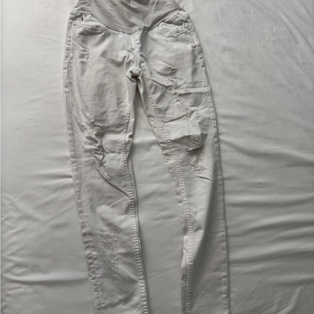 VIGOSS Maternity Skinny Jeans - Distressed White